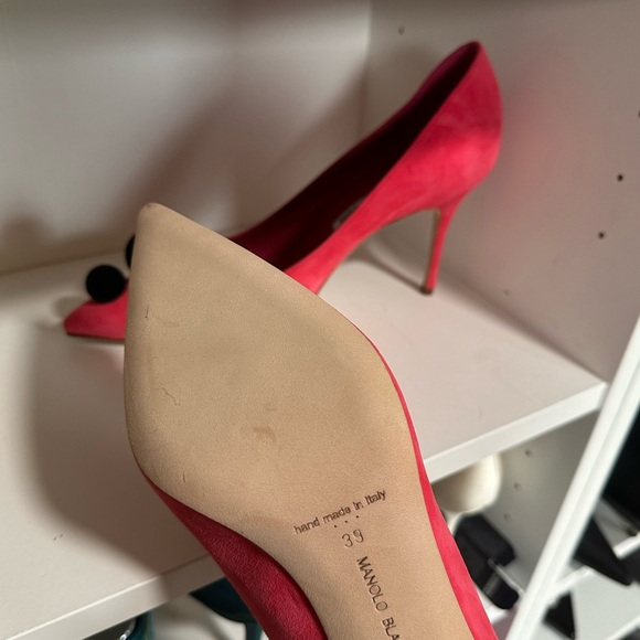 Manolo Blahnik Suede Pom Pom Pumps - Picture 3 of 4